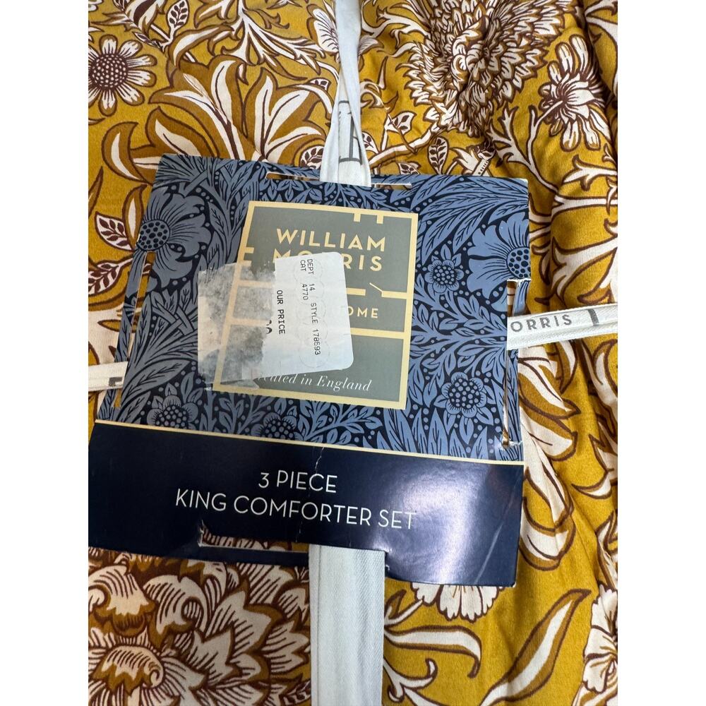 New William Morris Cherwell Honey Floral King Comforter Set 3 Pc - Picture 3 of 5